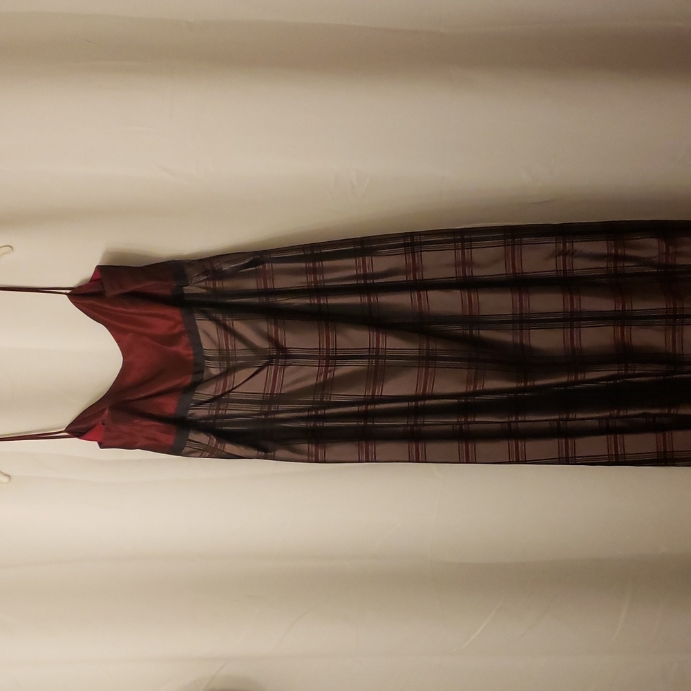 Burgundy and Black Taffeta Dress